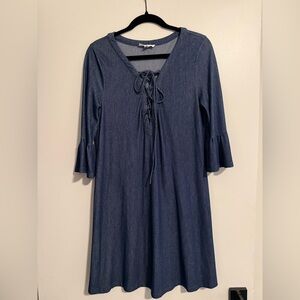 SD Collection Navy Lace-Up Long Sleeve Dress
